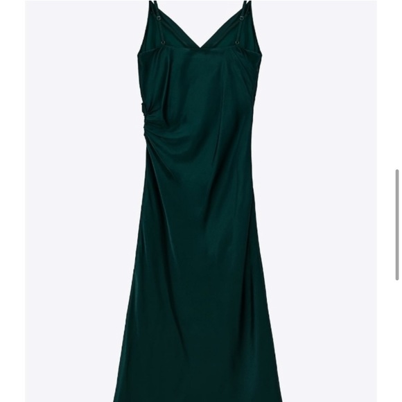 Zara Draped Slip Dress Medium Dark Emerald Green - Picture 11 of 16